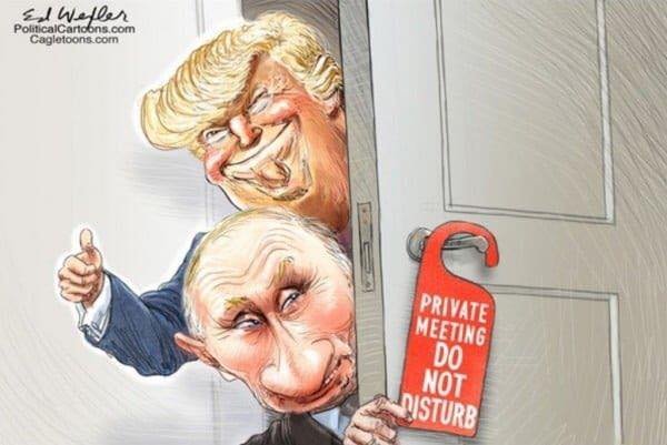 Встречу Путина и Трампа ярко изобразили карикатурами 